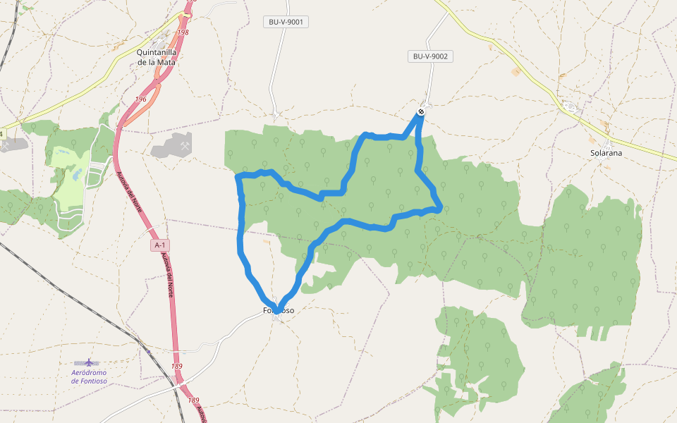 PRC-BU 124 Sendero del cura Merino walking route map in Villoviado