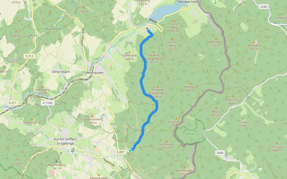 Ww Bad Einsiedel - Rauschenbach walking route map in Kurort Seiffen/Erzgeb.