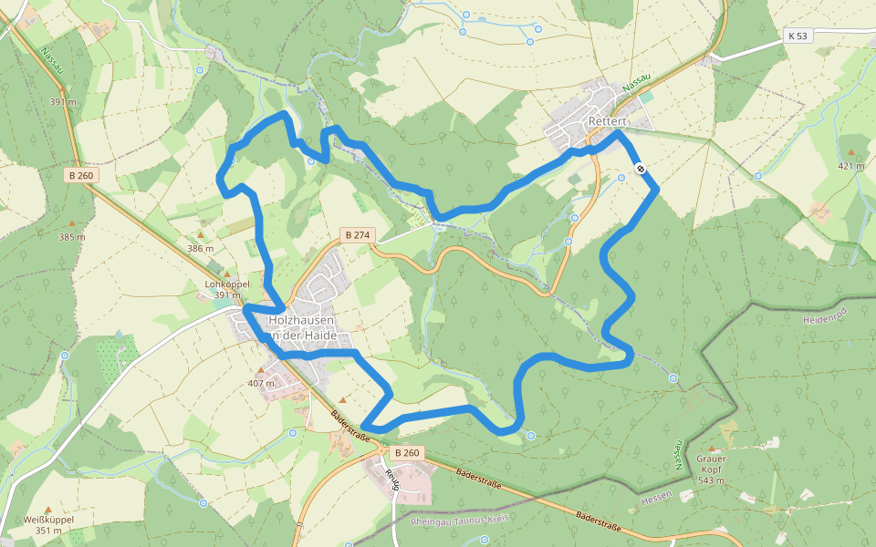 Rundwanderweg Holzhausen 2 walking route map in Rettert