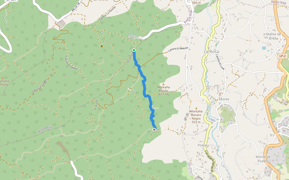 SL LP 122 Camino de La Ratona -PR LP 17 walking route map in Villa de Mazo