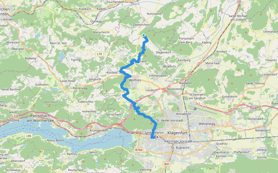 Stein.Brücke-Ulrichsberg walking route map in Klagenfurt am Wörthersee