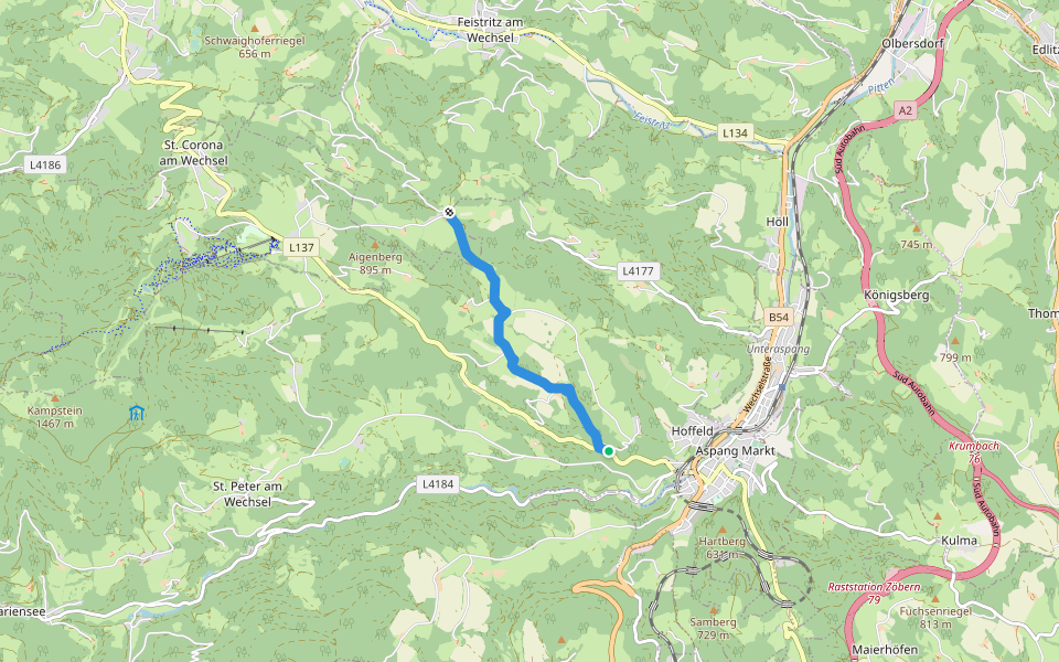 Kleine Klause - Fuchs - Passkapelle walking route map in Sonneck