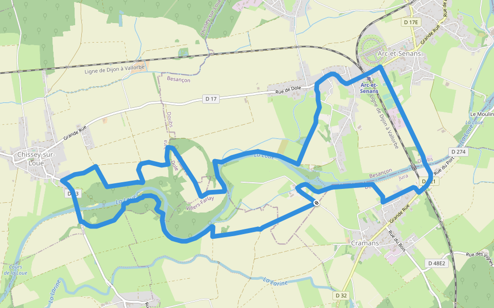 VTToutrail walking route map in Arc-et-Senans