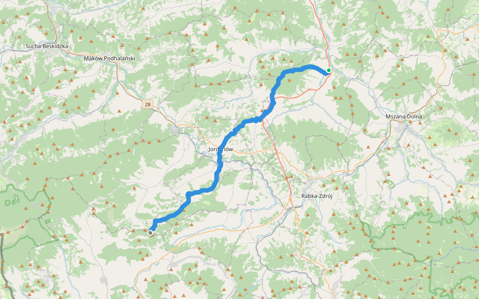 Lubień - Sidzina walking route map in Lubień