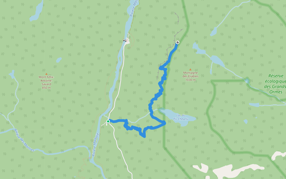 L'Acropole des draveurs walking route map in Notre-Dame-des-Monts