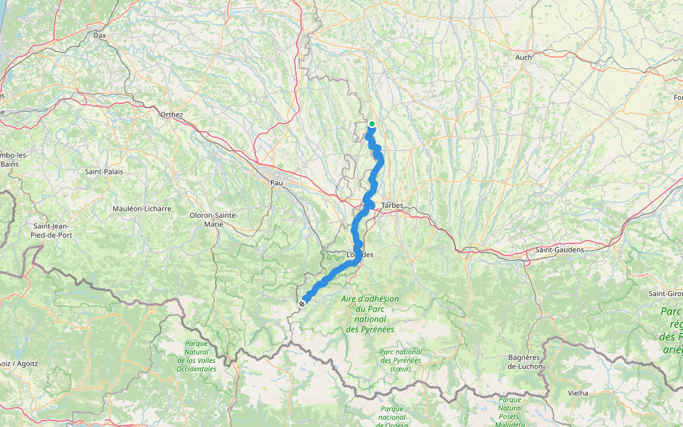 Chemin de l'Ouest de Bigorre walking route map in Maubourguet