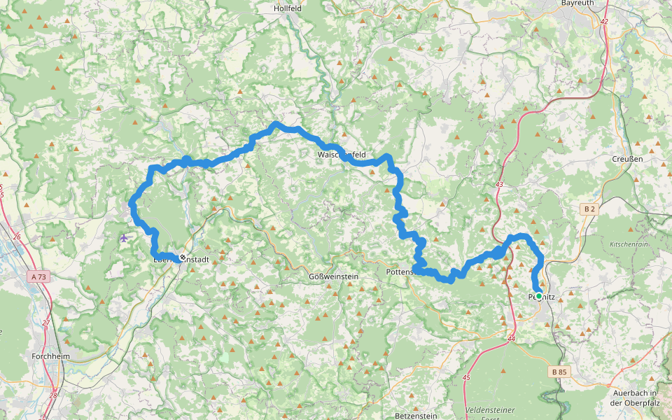 Pegnitz - Ebermannstadt walking route map in Pegnitz