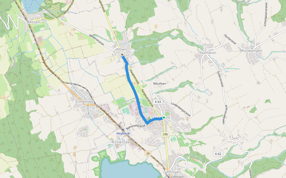 Altwis - Hitzkirch walking route map in Hitzkirch