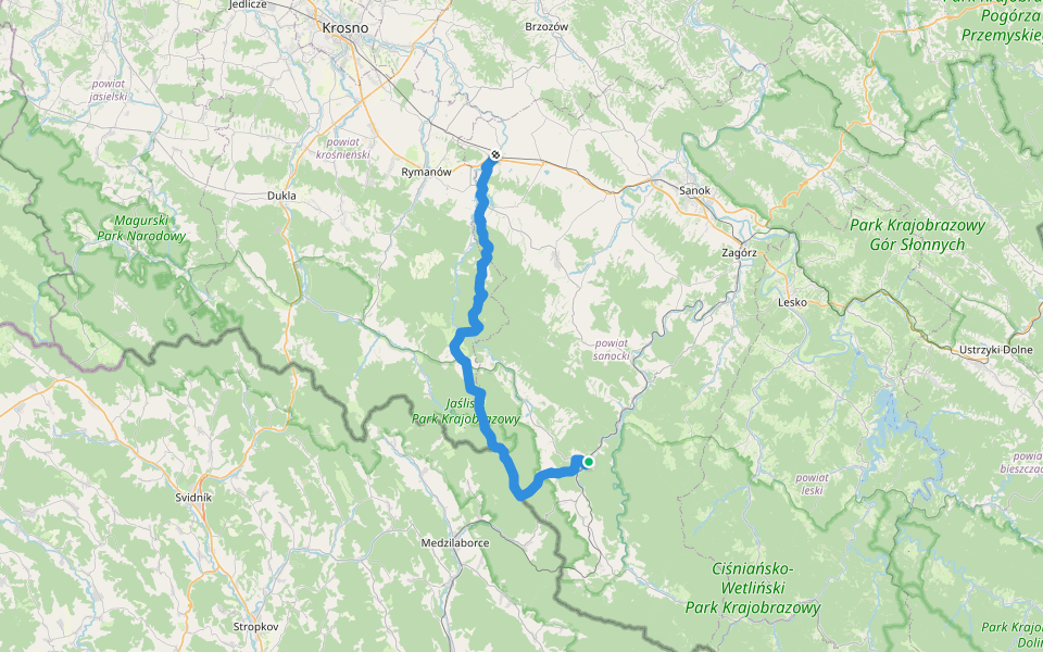 Besko - Komańcza walking route map in Komańcza