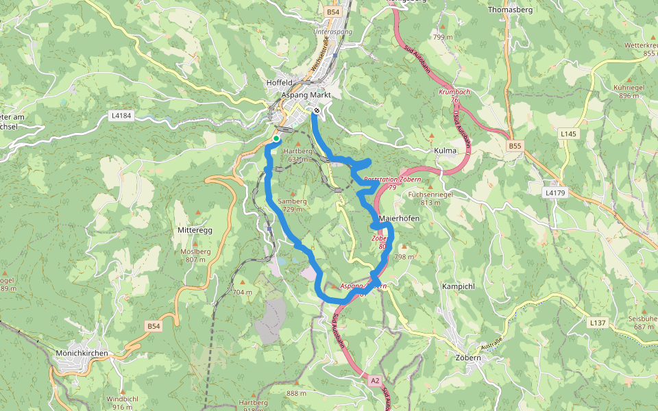 Grubhof - Samberg - Weg walking route map in Aspang Markt