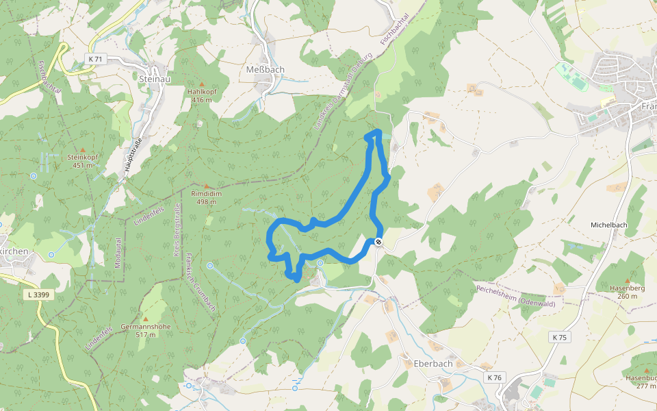 Rundwanderweg Fränkisch-Crumbach Rodenstein 3: Höllerheck-Weg walking route map in Fränkisch-Crumbach
