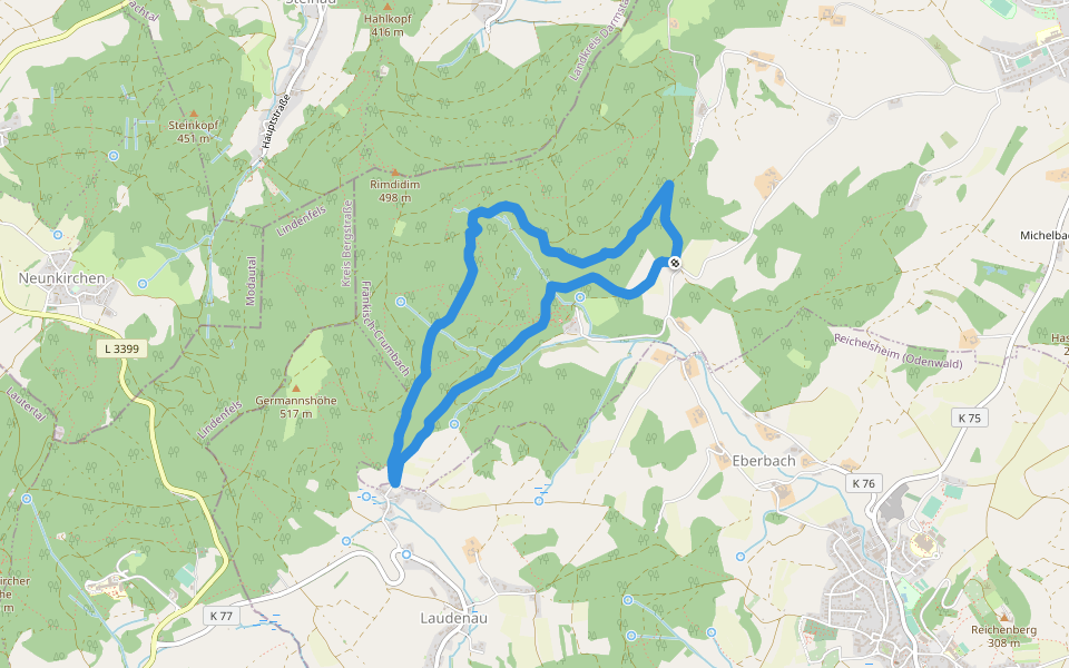 Rundwanderweg Fränkisch-Crumbach Rodenstein 6: Rodenstein-Weg walking route map in Fränkisch-Crumbach