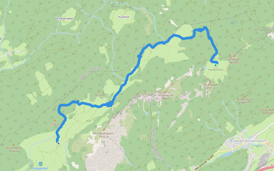 Adlerweg - Alternative Höhlenstein/Hundalm walking route map in Niederbreitenbach