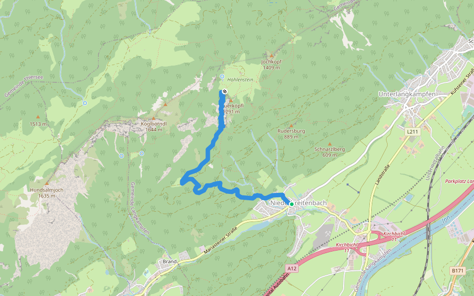 Niederbreitenbach-Höhlenstein walking route map in Langkampfen