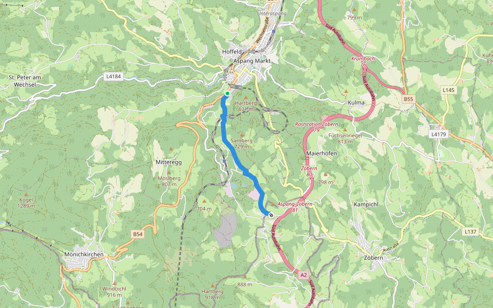 Aspang-Markt - Spitzer Riegel walking route map in Aspang Markt