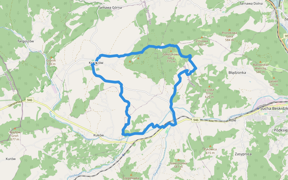 Szlak widoków walking route map in Krzeszów