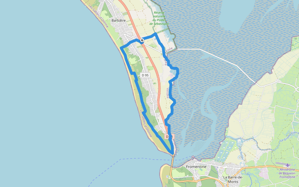 Les Portes de l'île walking route map in Barbâtre