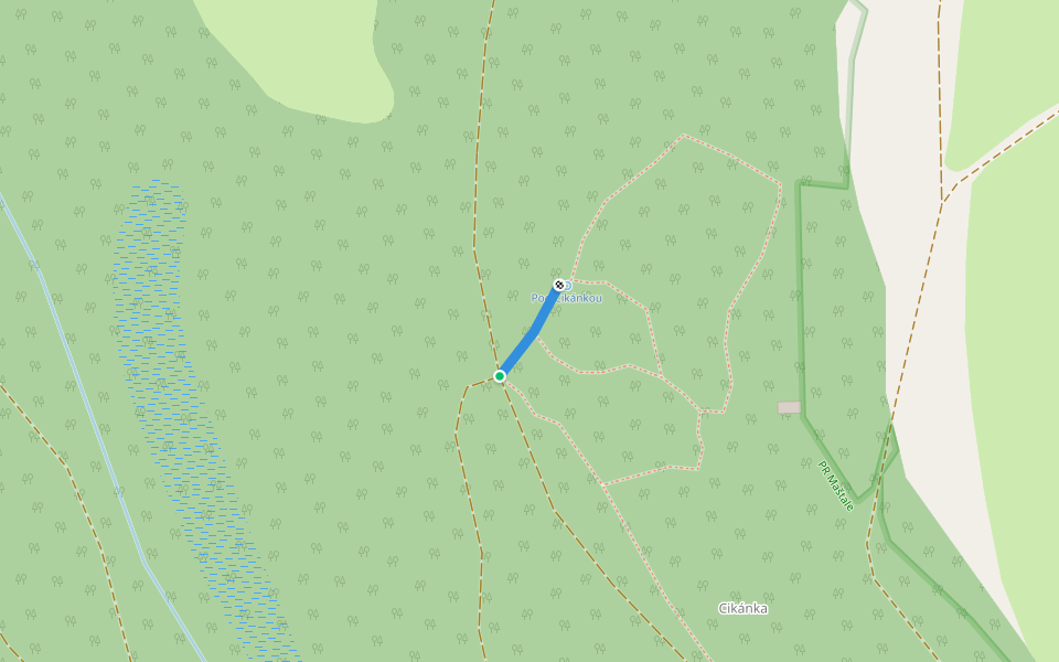 Pod Cikánkou walking route map in Jarošov