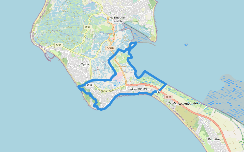 En Passant par les Moulins walking route map in La Guérinière