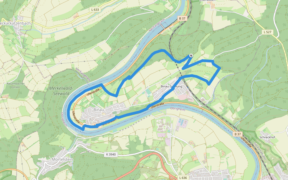 Rundwanderweg Binau 1: Dauchstein-Weg walking route map in Binau