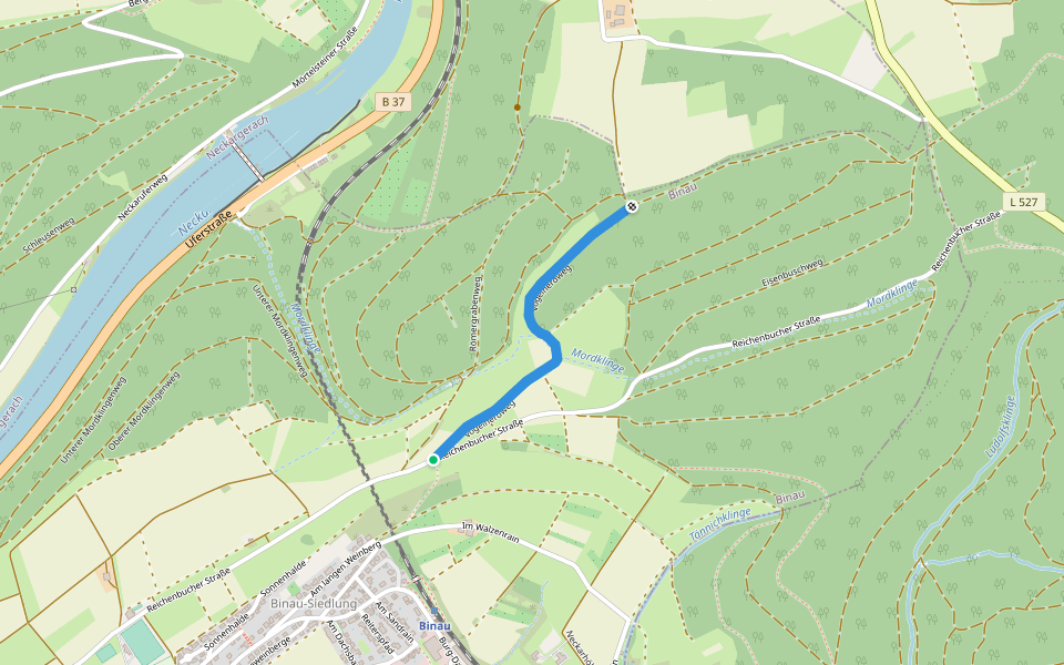 Verbindungsweg walking route map in Binau