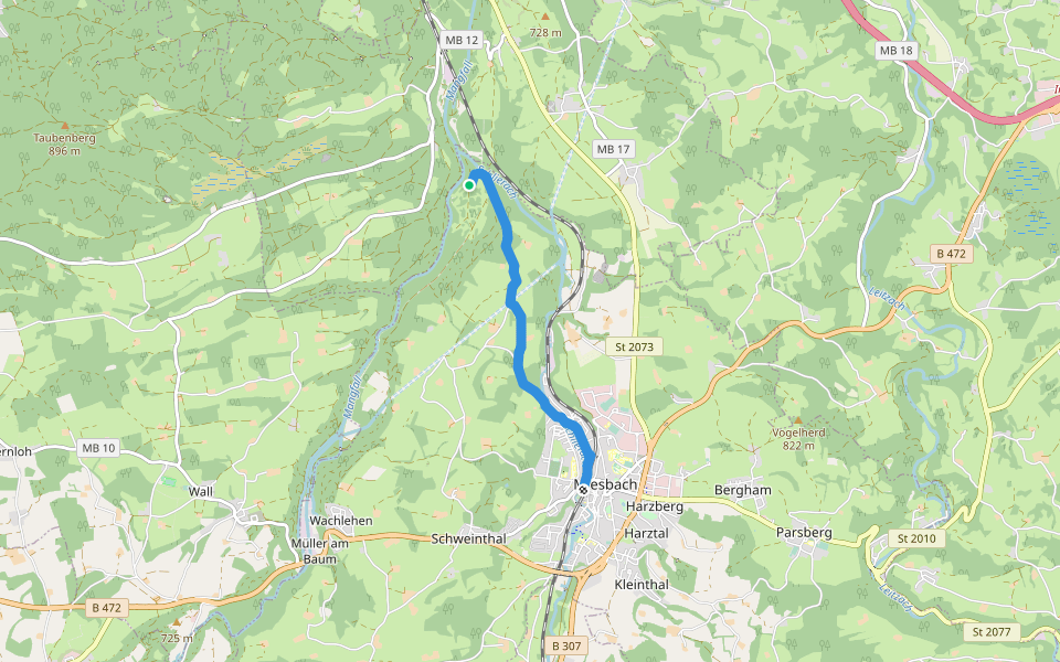 Wanderweg 550a - Wasserschloß/Miesbach walking route map in Miesbach