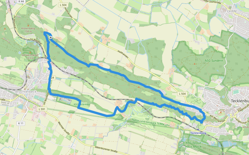 Teutoschleife Tecklenburger Bergpfad walking route map in Tecklenburg