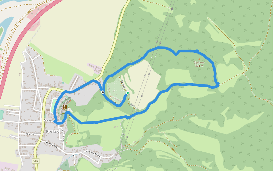 Náučný chodník Sychrov walking route map in Beckov