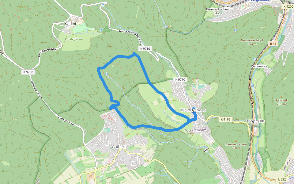 Rundwanderweg Waldhilsbach 12 walking route map in Neckargemünd