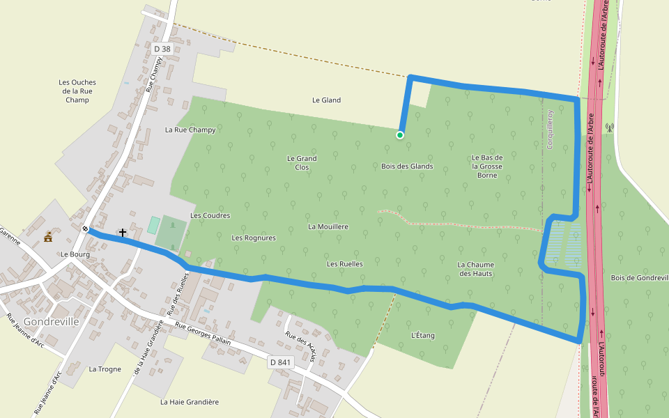 PR des Bois walking route map in Gondreville