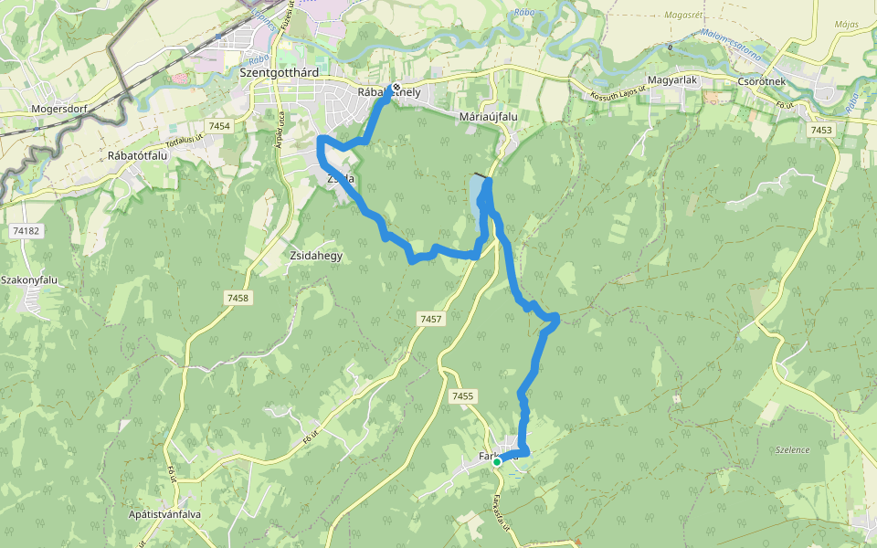 Z (Szentgotthárd, Farkasfa – Hársas-tó – Szentgotthárd, Rábakethely) walking route map in Szentgotthárd