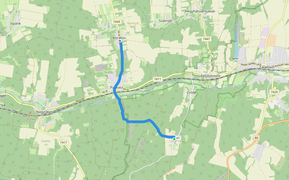 K+ (Csöde, Felsőcsöde – Pankasz – Kisrákos) walking route map in Csöde