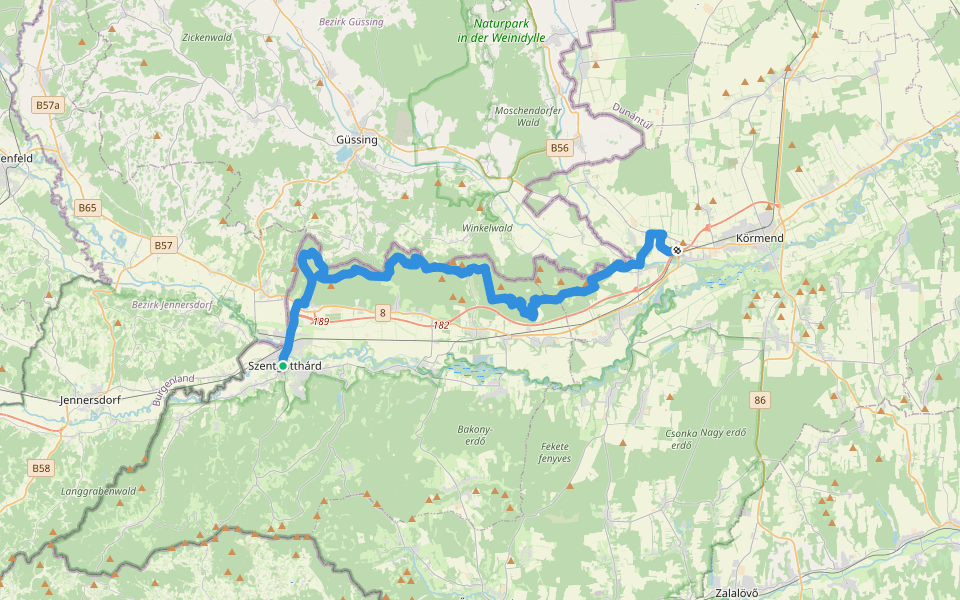 P, Szent Imre Vándorút (Szentgotthárd – Nemesmedves – Körmend, Horvátnádalja) walking route map in Szentgotthárd
