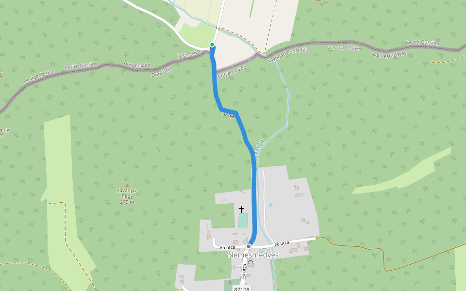 Z+, Vasfüggöny túraút (államhatár – Nemesmedves) walking route map in Kroatisch Reinersdorf
