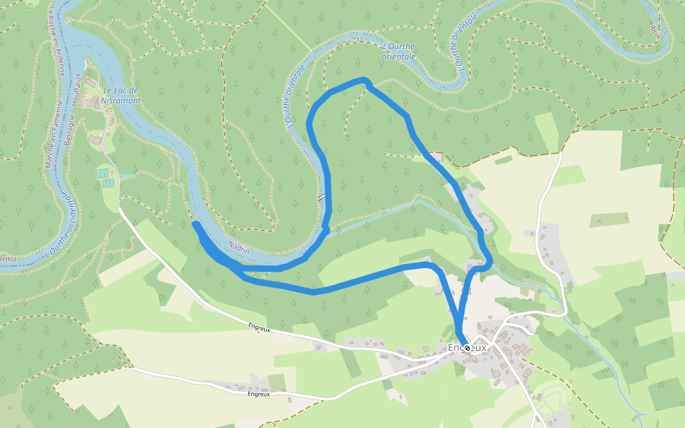 Engreux 3: Ourthe Orientale walking route map in Houffalize