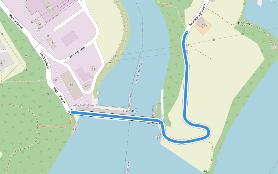 Wickacher - Mühlebergwerk walking route map in Wohlen bei Bern