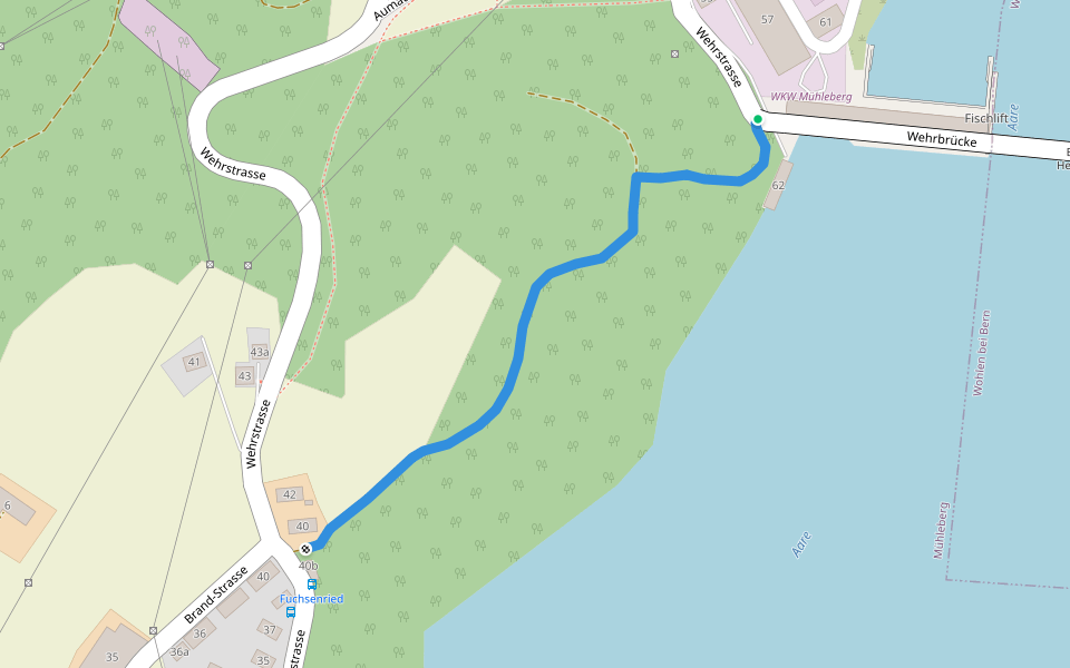 Mühlebergwerk - Fuschsenried walking route map in Mühleberg