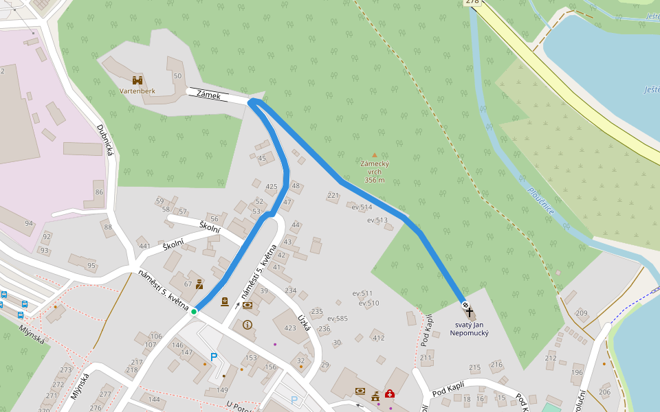 [Č] odbočka ke kapli walking route map in Stráž pod Ralskem