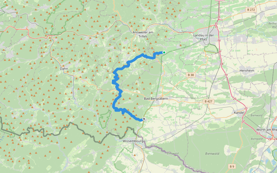 Pfälzerwald Gelb-Grüner Balken walking route map in Eschbach