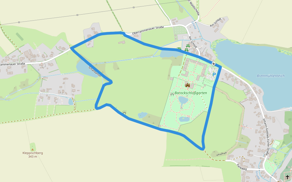 Rund um das Schloss walking route map in Rammenau