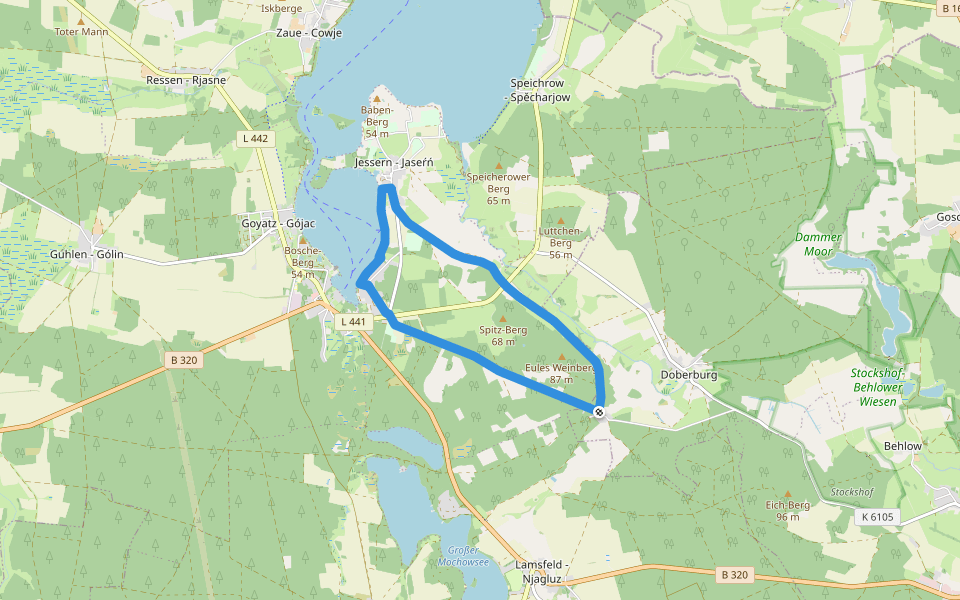Rundwanderwg Baroldmühle-Weinberg-Spitzberg-Hoffnungsbay walking route map in Lieberose