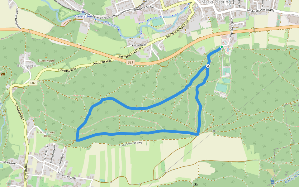 Markt Piesting: Route 2 walking route map in Markt Piesting