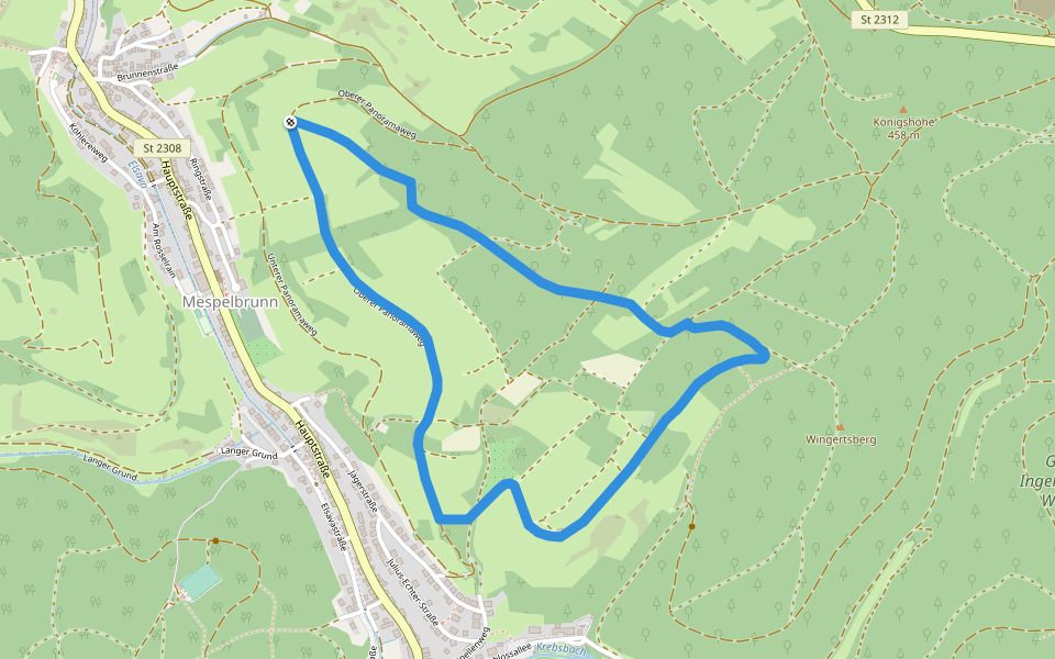 Nordic Walking 2 Rot Mespelbrunn walking route map in Mespelbrunn