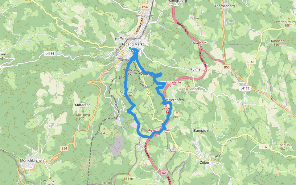 Rundwanderweg 7 (Aspang) walking route map in Aspang Markt