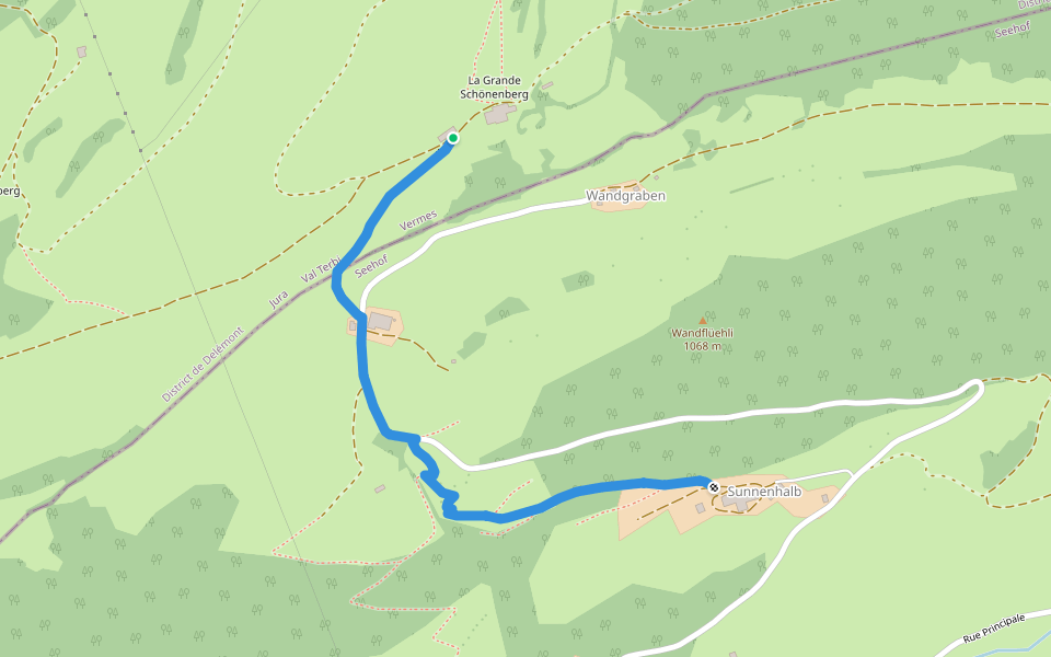 La Grande Schönenberg - fixme walking route map in Val Terbi