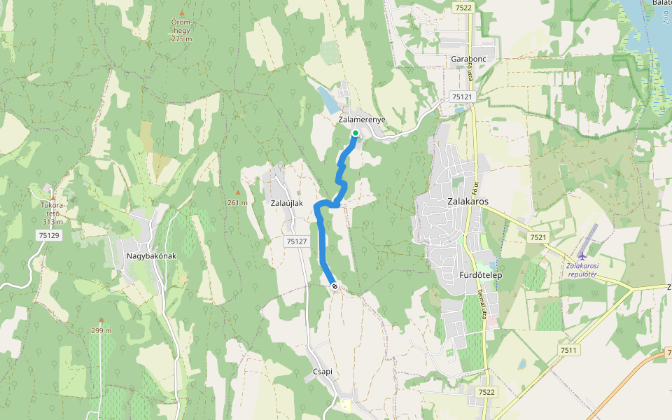 K+ walking route map in Zalamerenye