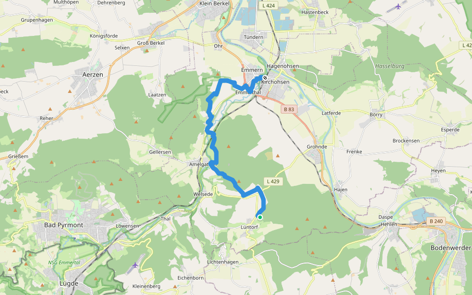 Weserberglandweg - Etappe 9 walking route map in Emmerthal
