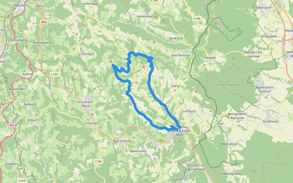 Rundwanderweg D10: Teufelsteinweg (Kirchschlag in der Bucklingen Welt) walking route map in Kirchschlag in der Buckligen Welt