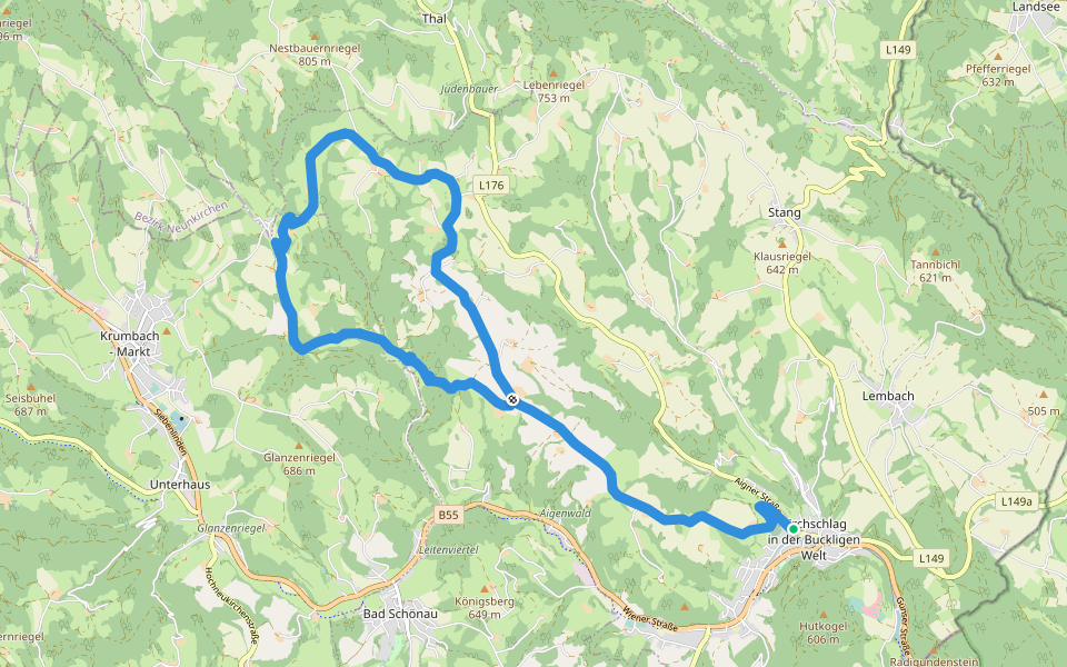 Rundwanderweg D9: Wetterkreuzweg (Kirchschlag in der Bucklingen Welt) walking route map in Kirchschlag in der Buckligen Welt
