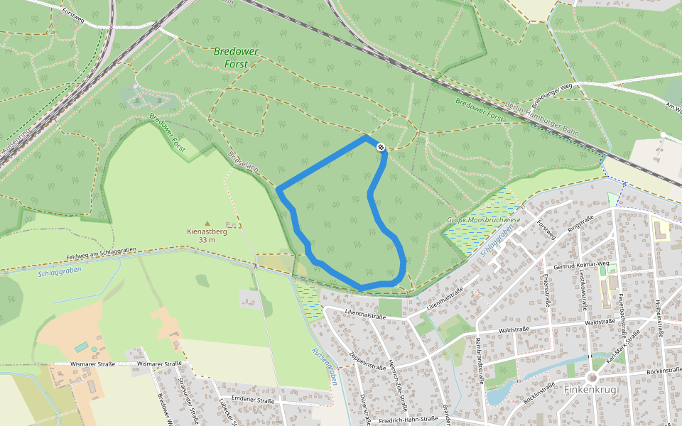 Naturpfad Bredower Forst walking route map in Brieselang